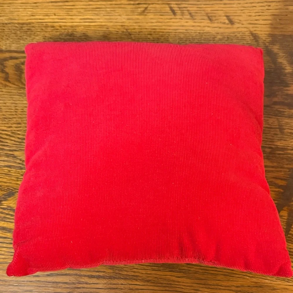 Festive Red Needlepoint Christmas Pillow